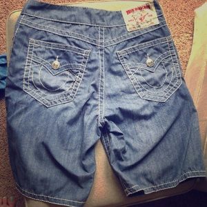 True Religion jean style swim trunks